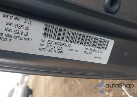 2011 Dodge Challenger z USA, uszkodzony, nr VIN 2B3CJ4DG7BH576466